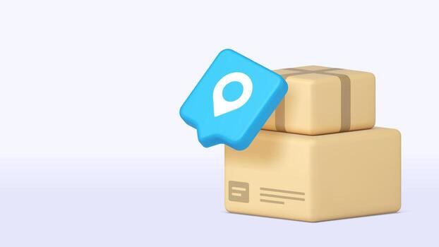 Location pin above stacked packages vector
