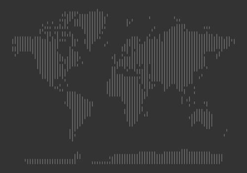 Vertical line shape world map. Geographic map with a twist for world's continents in a vertical line format. Business presentations and educational materials. vector