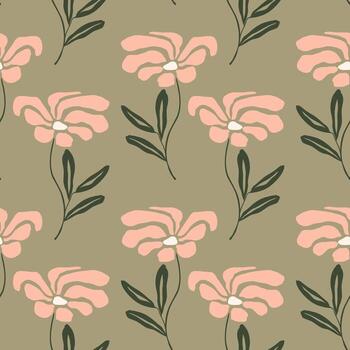 Flowers boho abstract pattern vector