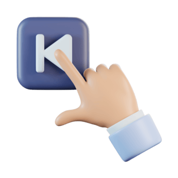 Hand Gesture Click Previous Button 3D Icon png