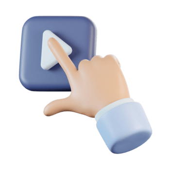Hand with Play Button 3D Icon png