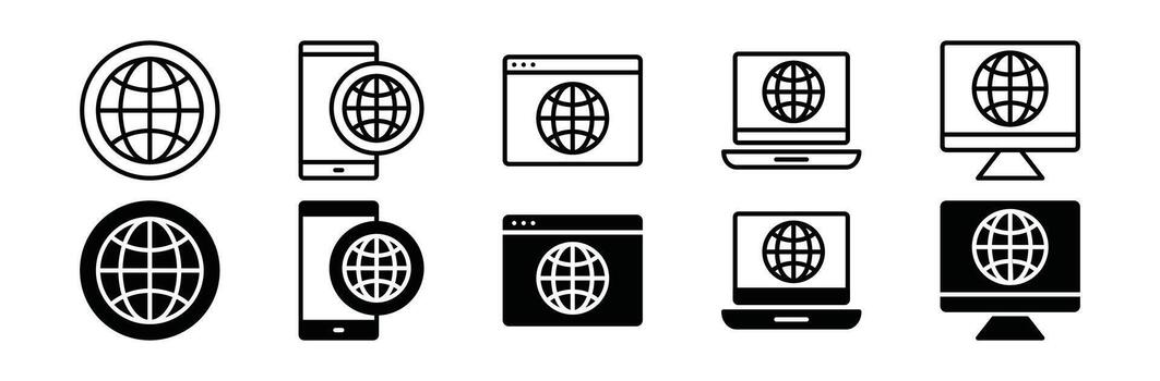 Website, internet line and flat icon. Web icon symbol on electronic and devices symbol collection - illustration vector