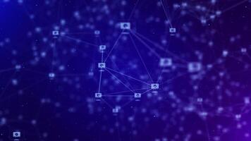social rede cyber futurista tecnologia conceito digital nós, conectados através em formação tecnologia dados partilha animação. video