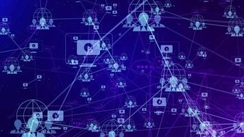 social meios de comunicação conexão rede animação com digital nós, conectados através em formação tecnologia dados partilha animação. video