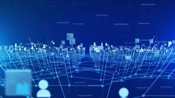 dados análise com alta velocidade transferir conectividade, blockchain fornecem cadeia futuro fundo. video