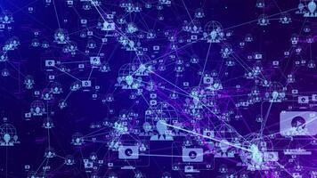 social meios de comunicação conexão rede animação com digital nós, conectados através tecnologia dados partilha animação. video