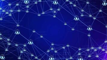 Social media connection network animation with digital nodes. video
