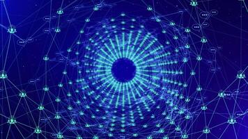 futuristico Internet Rete sfondo con informatica sociale connessione, Chiacchierare comunicazione e moderno tecnologia dati visualizzazione. video