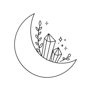 Bohemian linear logos, icons and symbols moon design templates, geometric abstract design elements vector