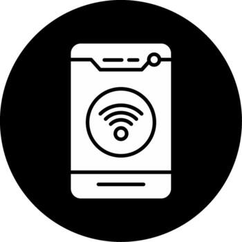 inalámbrico Wifi conexión glifo circulo invertido vector