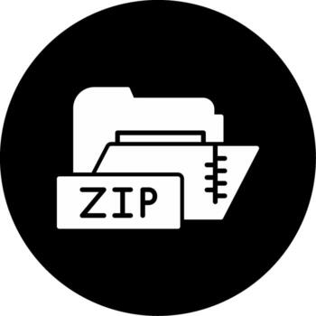 Compressed Zip Folder Glyph Circle Inverted vector