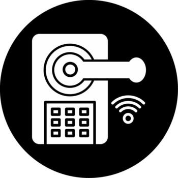 Digital Smart Lock Glyph Circle Inverted vector