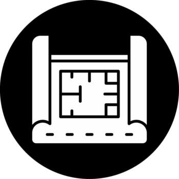 Technical Blueprint Draft Glyph Circle Inverted vector