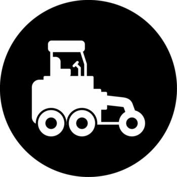 Road Grader Leveling Vehicle Glyph Circle Inverted vector