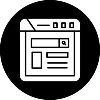 Internet navegador ventana glifo circulo invertido vector