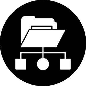 Network Files Folder Glyph Circle Inverted vector