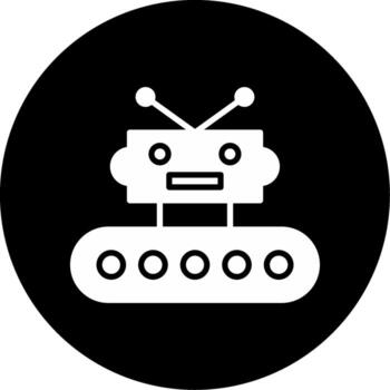 Automated Service Robot Glyph Circle Inverted vector