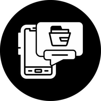 Mobile Folder Files Glyph Circle Inverted vector