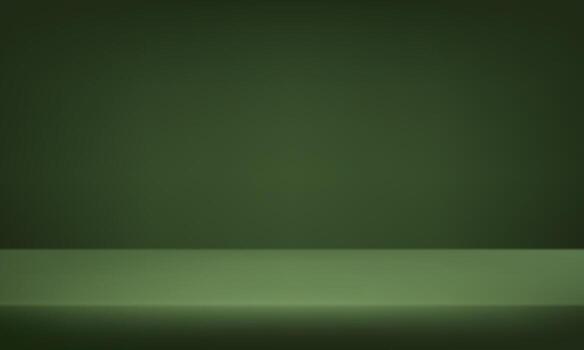 Empty Dark Green studio room background Space for selling products, backdrop, wallpaper, background, text. Empty Room Studio with table. vector
