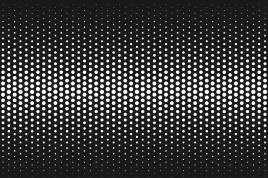 Abstract halftone gradient texture with fading polka dot pattern. White vanishing comic effect background. Retro pop art overlay wallpaper. illustration on black bg. vector