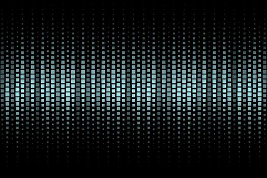 Pattern of halftone square pixels. Blue gradient on a black background. Grid with a gradient bg. illustration of abstract bg with geometric square elements grid. Texture overlay. vector