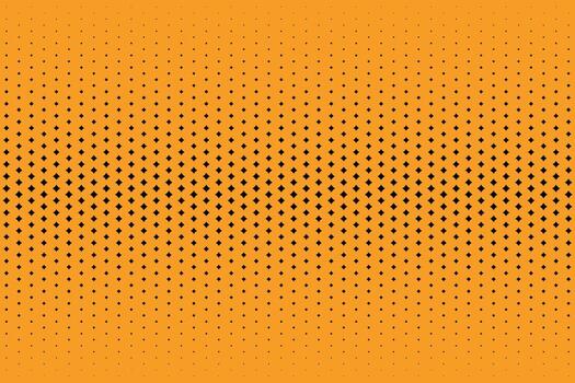 Black orange halftone pattern bg. Retro comic gradient background. Pop art faded gradient pattern. Square pixilated dot cartoon texture. backdrop. vector
