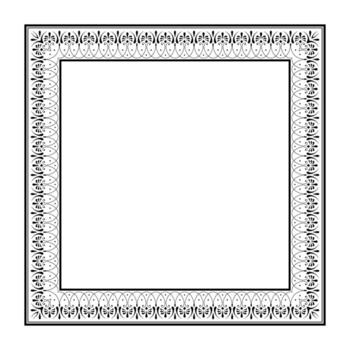 Classic rectangular border frame featuring intricate black floral and scrollwork patterns on a crisp white background. This elegant design is suitable for certificates, invitations, diplomas, photos vector