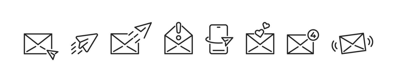 Email and message line icon set. Mail icons vector