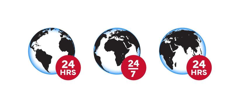 24 7 support icon set. Customer service and support icons vector