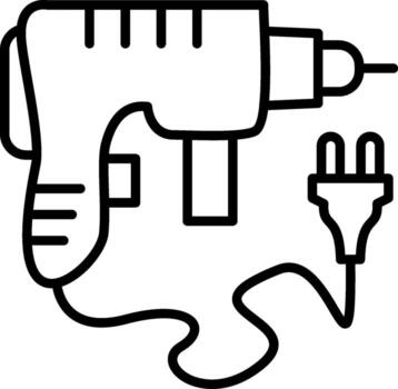 Hand Drill Linear Element Icon Tool Power Hole vector