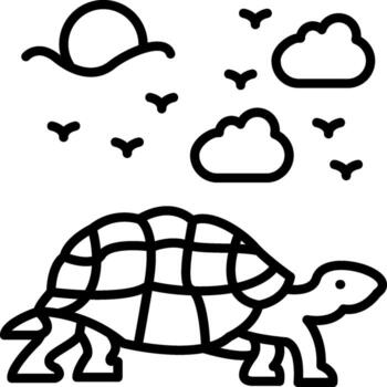 Turtle Linear Element Icon Reptile Shell Slow vector