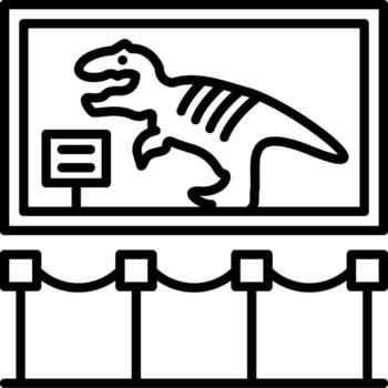 dinosaurio exposición lineal elemento icono fósil antiguo monitor vector