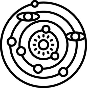 Solar System Linear Element Icon Planets Space Stars vector