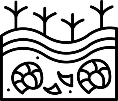 Underground Spiral Fossil Linear Element Icon Remains Dig Spiral vector