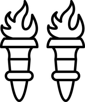 Fire Torch Linear Element Icon Light Flame Night vector