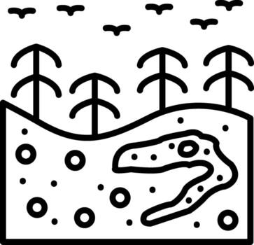Underground Fossil Linear Element Icon Remains Dig Earth vector