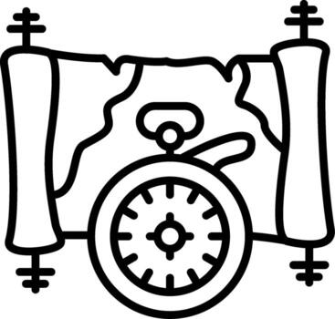 Desplazarse mapa Brújula lineal elemento icono dirección antiguo papel vector