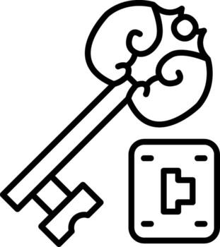 Door Key Hole Access Linear Element Icon Entry Lock Open vector