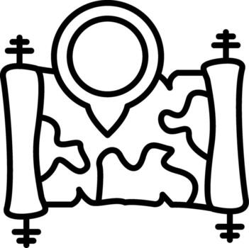 Desplazarse mapa ubicación lineal elemento icono antiguo papel sitio vector