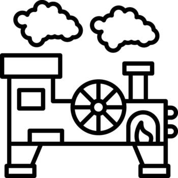 Steam Engine Linear Element Icon Train Power Machine vector
