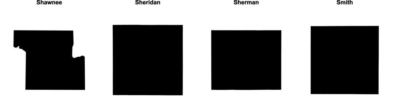 shawnee, Sheridan, sherman, Herrero contorno mapas vector
