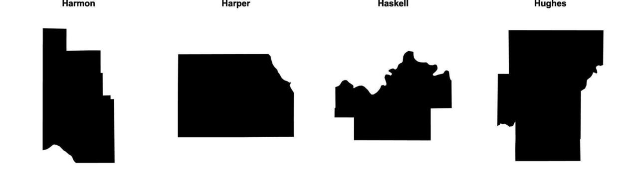 Harmon, Harper, Haskell, Hughes outline maps vector
