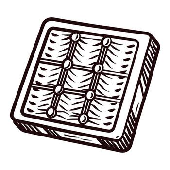 mano dibujado ilustración de cuadrado chocolate bar con cuadrícula modelo y puntos, Clásico bosquejo vector