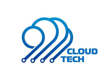 Cloud technology icon, internet data storage tech vector
