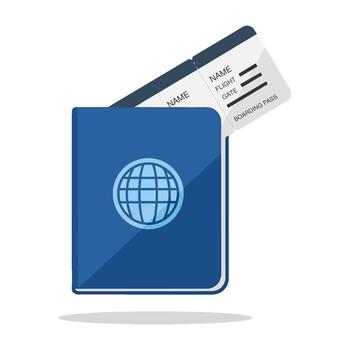 esencial viaje documentos para internacional viajes, presentando un pasaporte y embarque aprobar, simbolizando global exploración y sin complicaciones tránsito en un moderno plano diseño vector