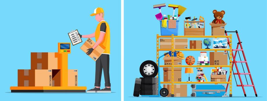 Storage and organization illustration vector
