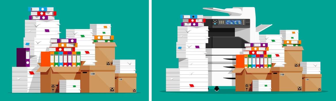 Office work with paper document. vector