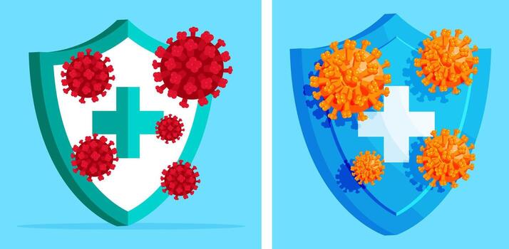 Virus protection shields in health visuals vector