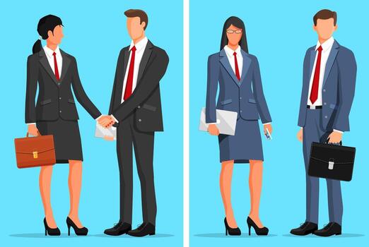 dos negocio mujer y dos negocio hombres vector