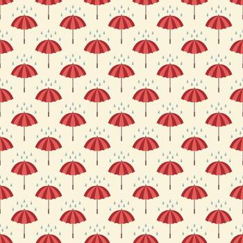 Seamless pattern with umbrellas and rain drops. Can be used to fabric design, wallpaper, decorative paper, web design, etc. Swatches of seamless patterns included in the file. vector